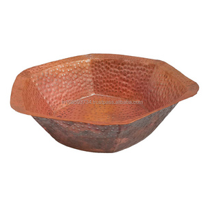 High Quality Metal Hexagon Modern Foot Pedicure Spa Bowl Hammered Copper Spa Bowl