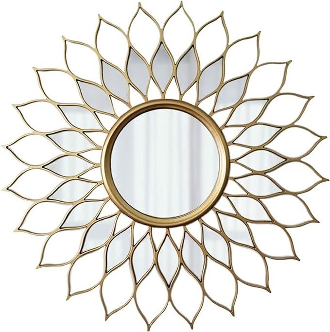 Modern luxury creative metal leaf design wall mirror for hotel living room bedroom background wall decor wall mirror