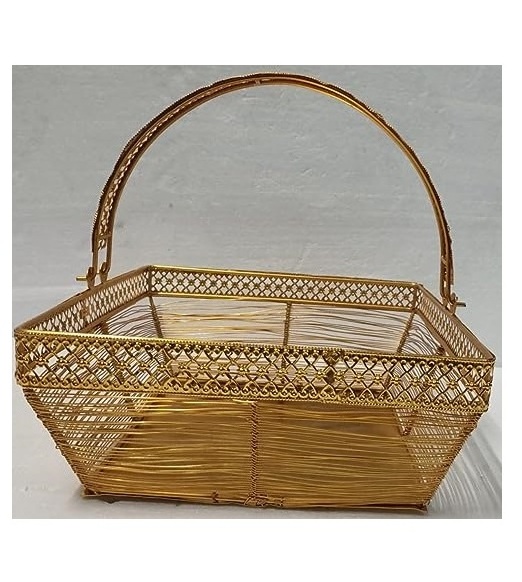 Luxury Design Wire Basket with Handle Premium Quality Laundry Storage and Food Fruit Vegetable Storage Basket