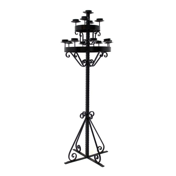 12 Arm Wrought Iron Candelabra Wedding Table Decoration Black Candle Holder Hold 12 Candle Base 4 Legs