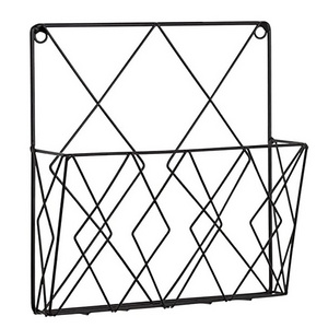 Metal Wire Magazine Holder Modern Design Wall Mount Book Shelf for Decoration Magazine Rack for Bathroom with Black Finished