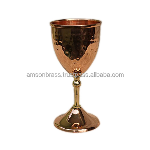 Wine Drinking Goblet Hammered Copper & Brass Metal Champagne Goblet Glass Copper Wine Goblet Wholesale Manufacturer