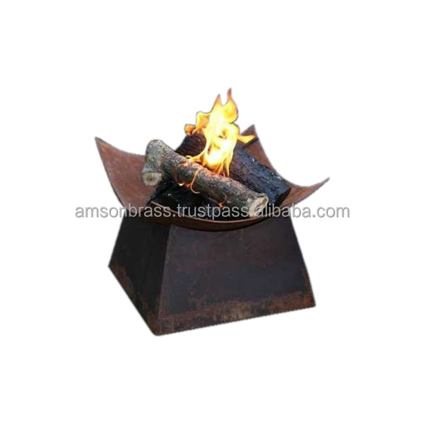 Antique Finished Metal Iron & Copper Fire Pit with Mesh Cover & Poker High Quality Metal Fire Pit Luxury Design