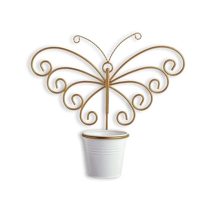 Butterfly Wall Planters for Balcony Living Room (Iron Brass Finished) | Wall Hanging Planter Pot Stand for Indoor Plants