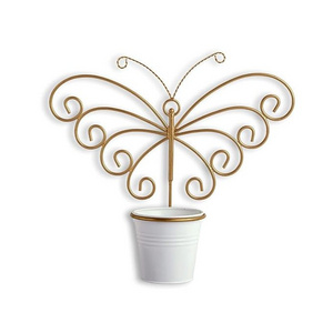 Butterfly Wall Planters for Balcony Living Room (Iron Brass Finished) | Wall Hanging Planter Pot Stand for Indoor Plants