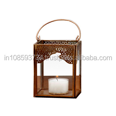 Square Shaped Lantern Arabic Metal Tea Light Votive Candle Holder High Quality Metal Candle Lantern for Table Top