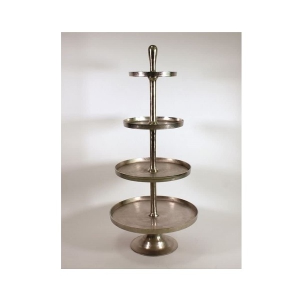 High Quality Metal Display Rack Stand 3 Shelf Round Metallic Silver Finished Good Choice Of Strong Metal Aluminium Stand