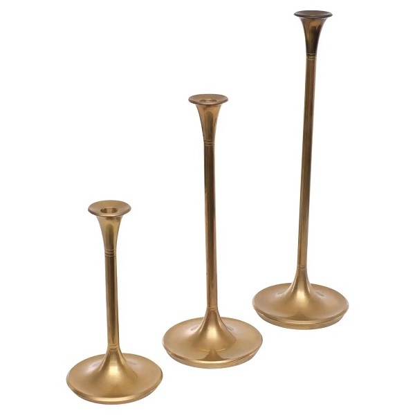 Contemporary Living Room Decoration Aluminium Golden Taper Candlesticks Steel Metal Candle Holder Gold Stand