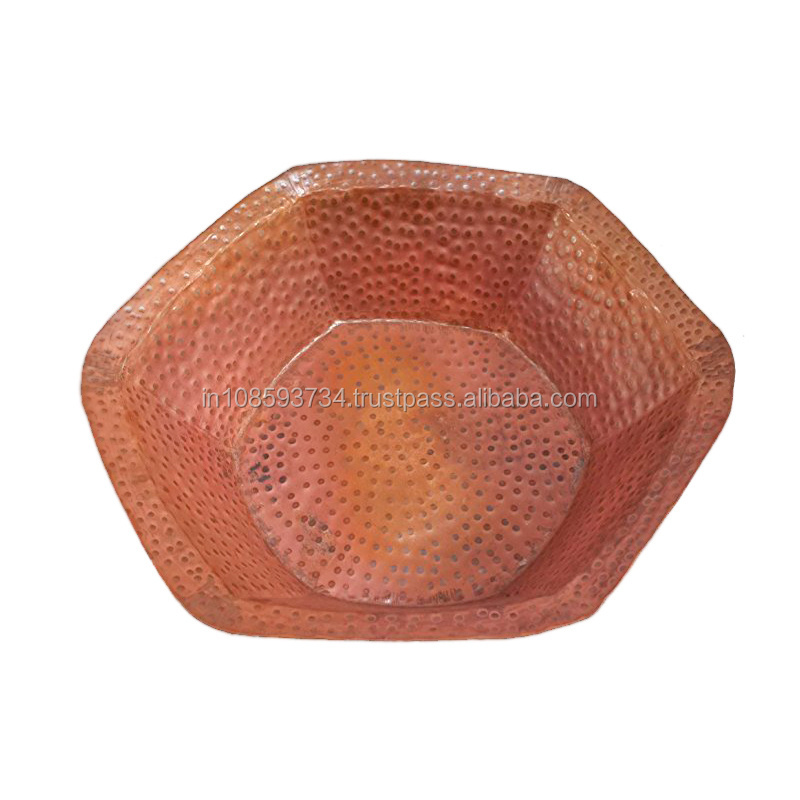 High Quality Metal Hexagon Modern Foot Pedicure Spa Bowl Hammered Copper Spa Bowl