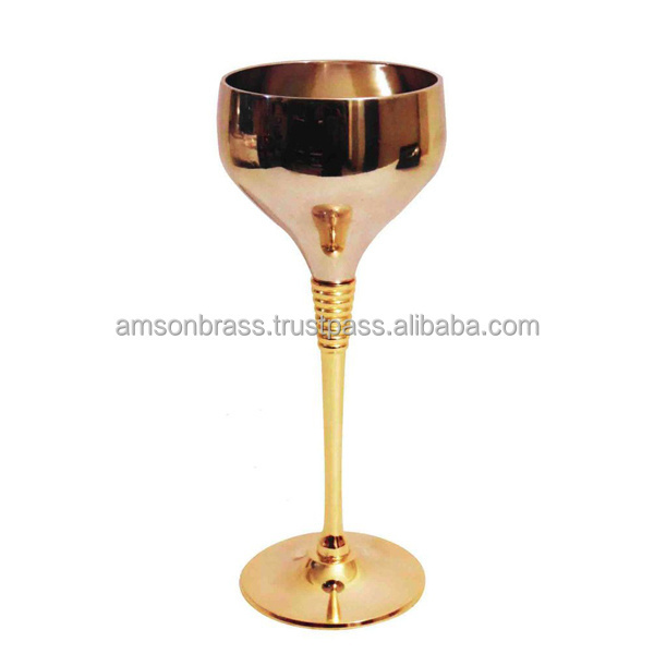 Wine Drinking Goblet Hammered Copper & Brass Metal Champagne Goblet Glass Copper Wine Goblet Wholesale Manufacturer