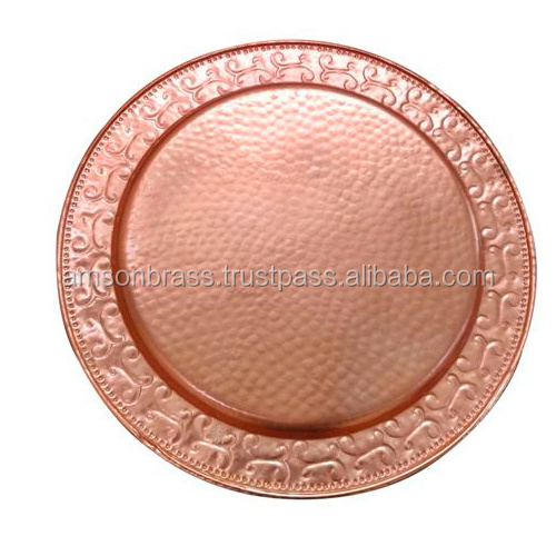 Embossed Border Metal Iron Charger Plate Tableware Plate & Dishes Round Charger Plate