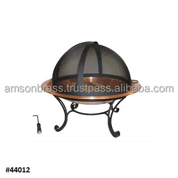 Fire Pit for Camping Copper Round Fire Pit With Big Mesh Lid And Poker Luxury Design Metal Fire Pit Outdoor