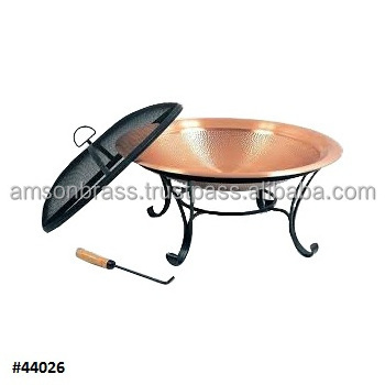 Hammered Copper Bowl Simple Fire Pit for Picnic Outdoor Garden Heater Metal Pure Copper Fire Pit with Stand