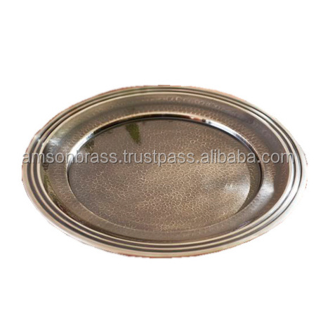 Embossed Border Metal Iron Charger Plate Tableware Plate & Dishes Round Charger Plate