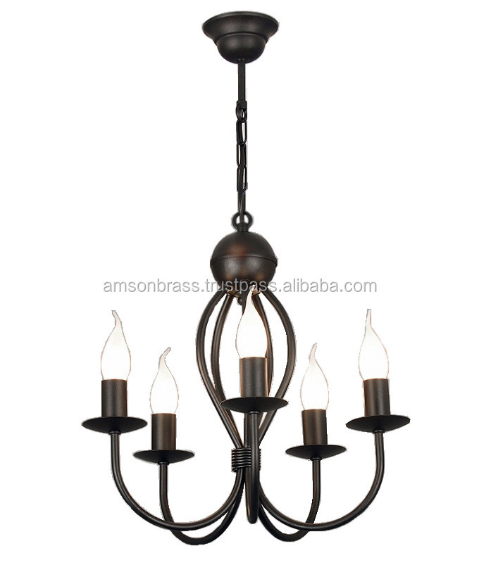 Hotel & Restaurant Decoration Metal Wrought Iron Solid Chandelier Decorative 8 Light Black Chandelier