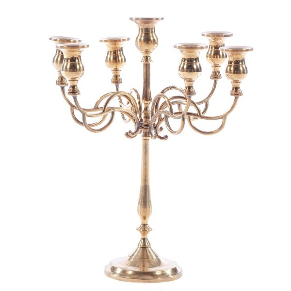 New Metal Long Stem Candle stand 5 Arms Shiny Gold Candelabra For Wedding Decoration Metal Candle Stand Latest Candelabra