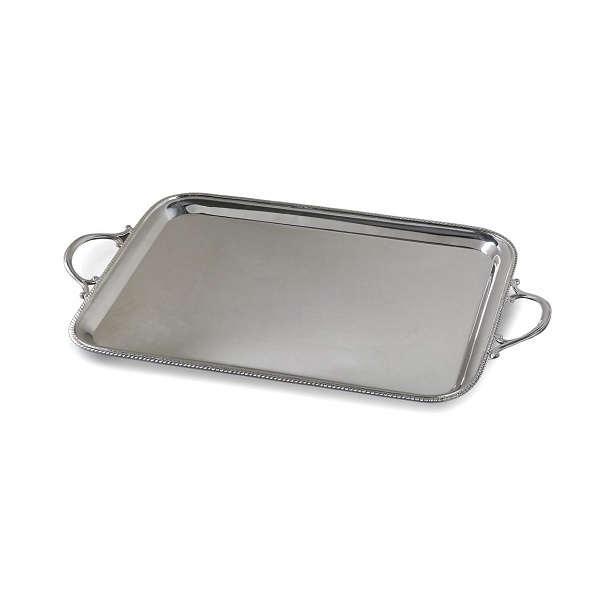 Best Quality Rectangular Shape Tray with Handles Stainless Steel Tray Silver Finish Dishwasher Safe Serveware Tray