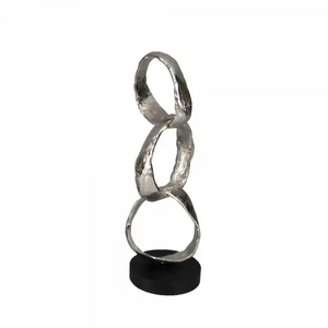 Metal Abstract Garden Sculptures On Round Black Base Office Desk Top Sculpture For Sale Famous Large Home Decoration