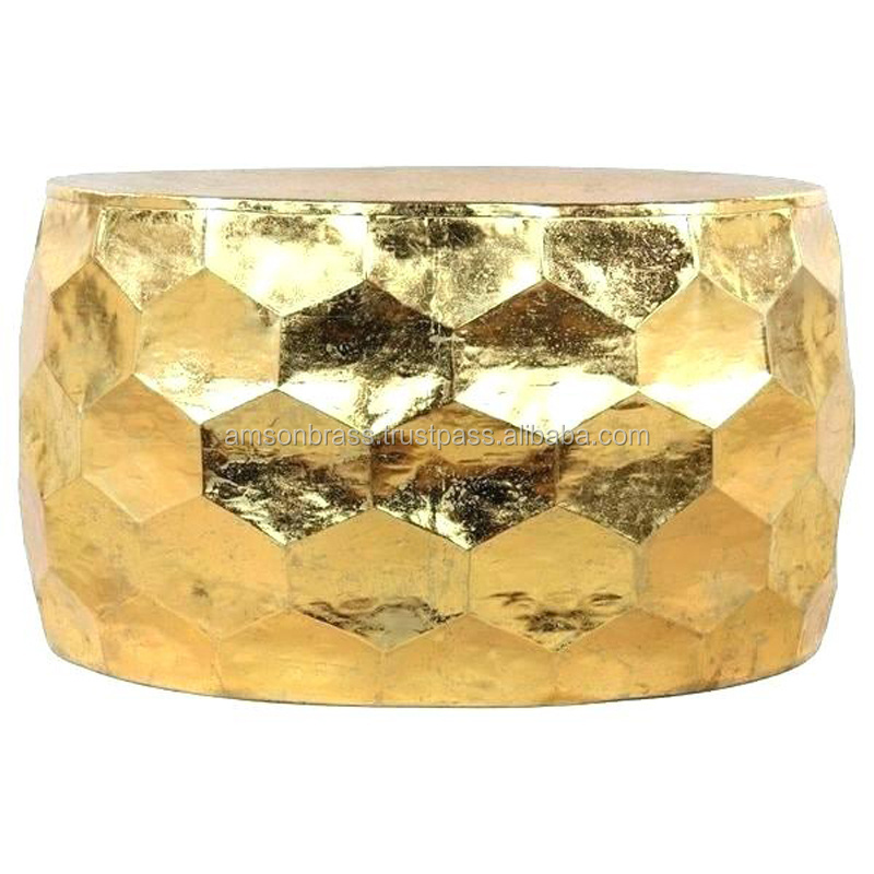 Antique Finishes Hammered Coffee Table Round Shaped Decorative Hammered Coffee Table Metal Aluminium Furniture