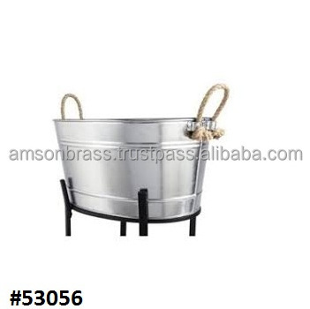 Standard Quality Galvanized Ice Bucket Wine Bottle Bucket With Handle For Iced Beer Champagne Cooler Handmade