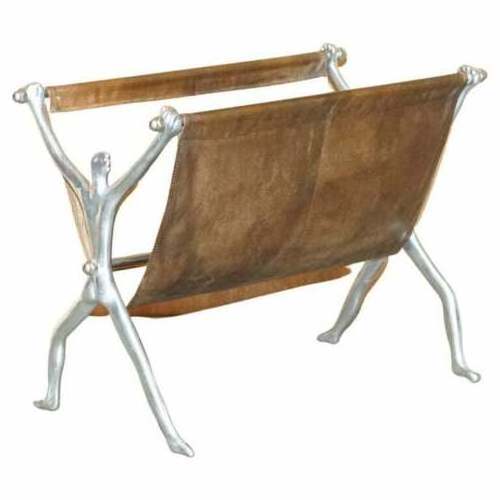 Free Standing Metal Camel Brown Leather Magazine Holder 2 Shelf Metal Magazine Rack Luxury Design File Documents Organizer