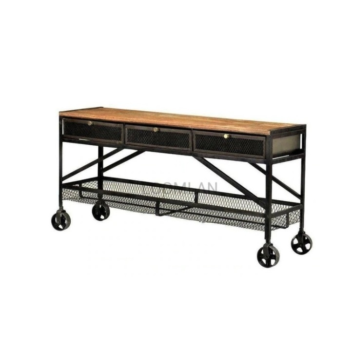 Indoor Metal Wooden Bar Cart Trolly Hotel Food Serving Moving Storage Bar Cart Trolly 3 Shelf Black Coated Metal Bar Cart