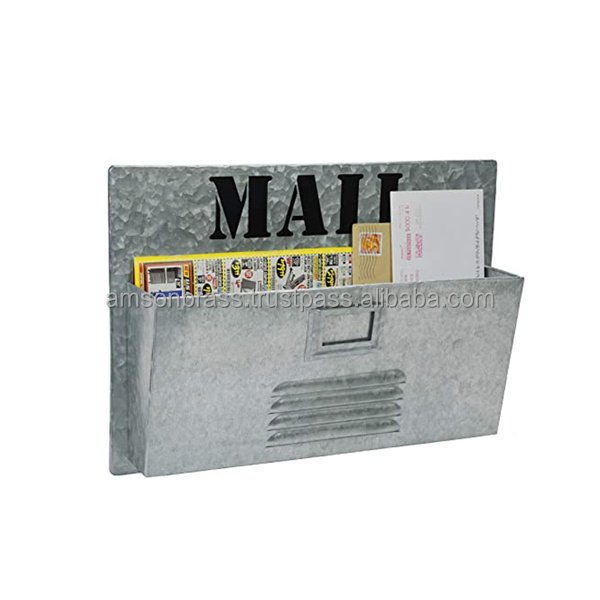 Galvanized Letter Holder Metal Iron Wall Envelope New Letter Holder Organizer Mail Sorter Storage Basket