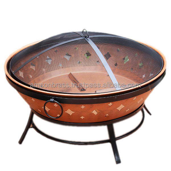 Fire Pit Outdoor Wood Burning Portable Set-up Weather Resistant Easy to Clean Fire Pit Wood Poker & Spark Screen for Safety