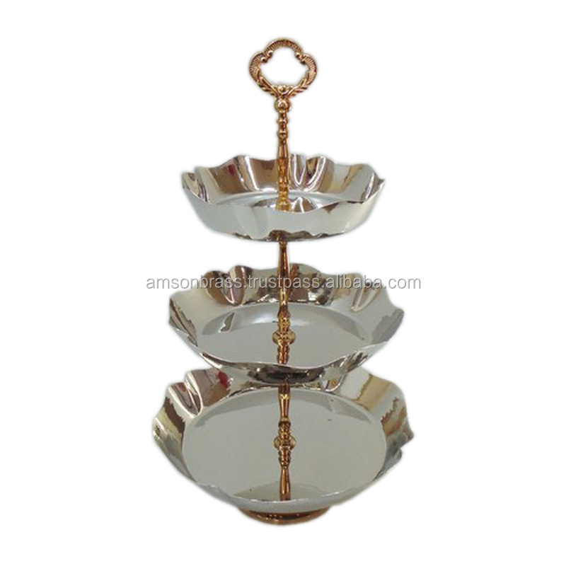 3 Tier Metal Cake Stand and Cupcake with Wheel Base  Metal Cake Stand Multipurpose European Style Square cake display stand