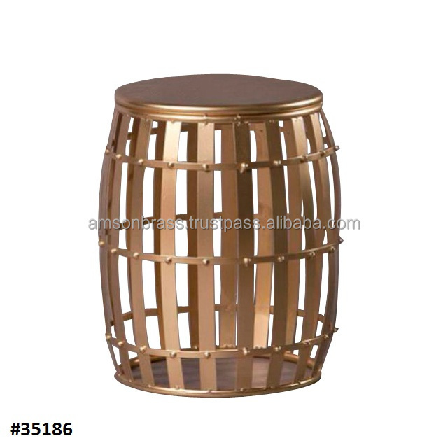 Brass Antique Finished Metal Aluminium Hammered Drum Coffee Table Home Hotel Decoration Living Room Furniture