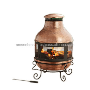 Metal Iron & Copper Fire Pit Chimney Design Hammered Fire Pit Home Garden Decorative Outdoor Heater