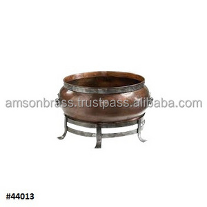 Traditional Solid Copper Fire Pit with Iron Swivels Handle Decorative metal Pure Copper & Iron Fire Pit