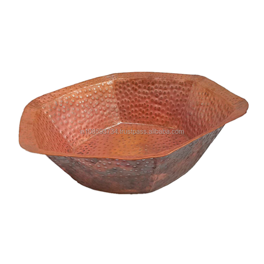 High Quality Metal Hexagon Modern Foot Pedicure Spa Bowl Hammered Copper Spa Bowl