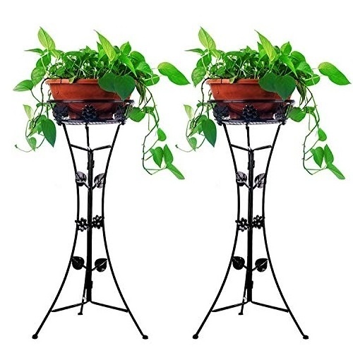 Black Powder Coated Metal Flower Planter rack for Garden Indoor & Outdoor Farmhouse Decoration Floor Plant stand