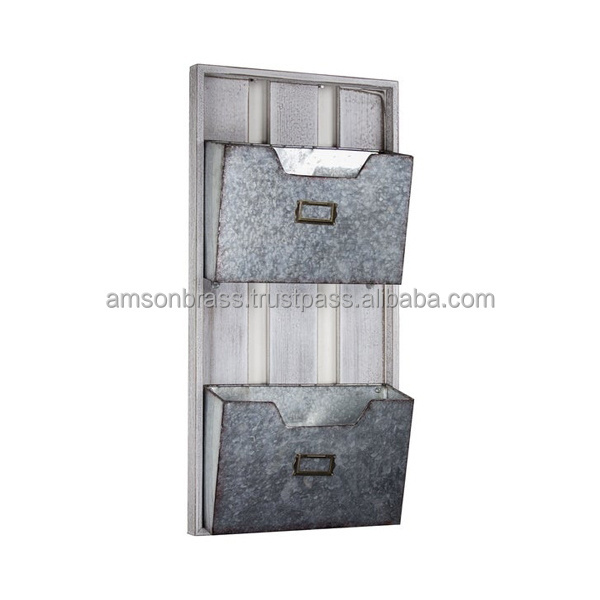 Letter Holder Three Tiered Galvanized Metal Wall Organizer Metal Iron Mesh wire Paper Letter Holder Office use mail Holder