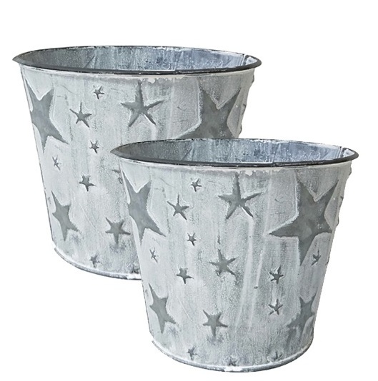 Set of 2 Outdoor Garden Decoration Rectangular Flower Pot Embossed Galvanized Planter Planter Tub for Home Decor