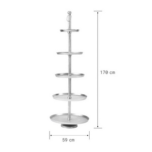 Hardy Quality Metal Aluminium Display Stand Silver Metal Large Floor Cupcake Stand Rack for Hotel Living Room Decoration