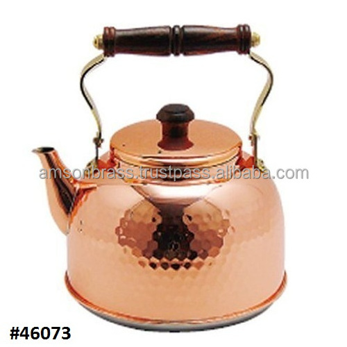 Hot Sale Cute Copper Tea Kettle & Brass Spout Wooden Handle Engraving Design Tea Kettle