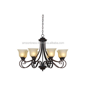 Hotel & Restaurant Decoration Metal Wrought Iron Solid Chandelier Decorative 8 Light Black Chandelier