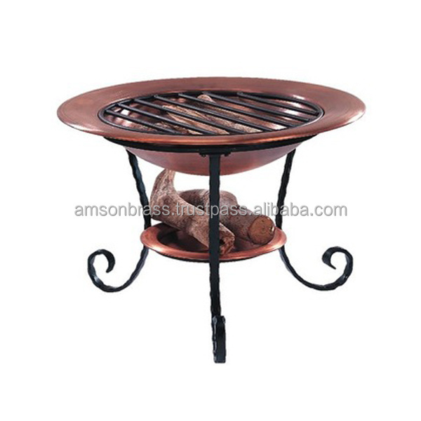 Garden Fire Pit Wooden Storage Fire Pit Standard Hammered Copper Parkway Round Fire Pit Table Handmade