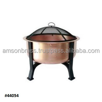 Turkish Fire Pit Home Garden Decorative Hammered Chimney Shape Copper Fire Pit with Iron Stand