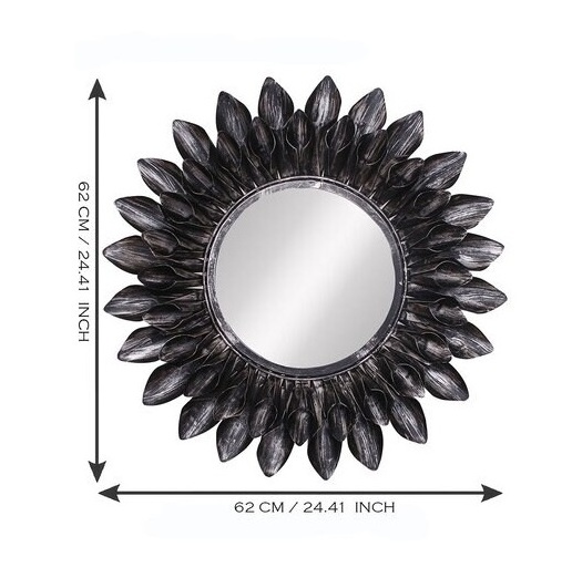 Decorative Black Antique Hanging Metal Wall Mirror Classy Design for Bedroom Living Room and Home Decoration