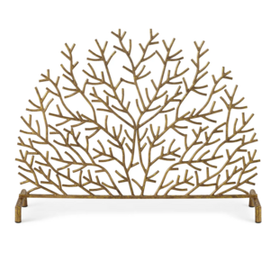 Gold Metal Grill Handmade Tree Design Metal Brass Solid Metal Fire Screen Spark Guard for Baby/Kids/Pets