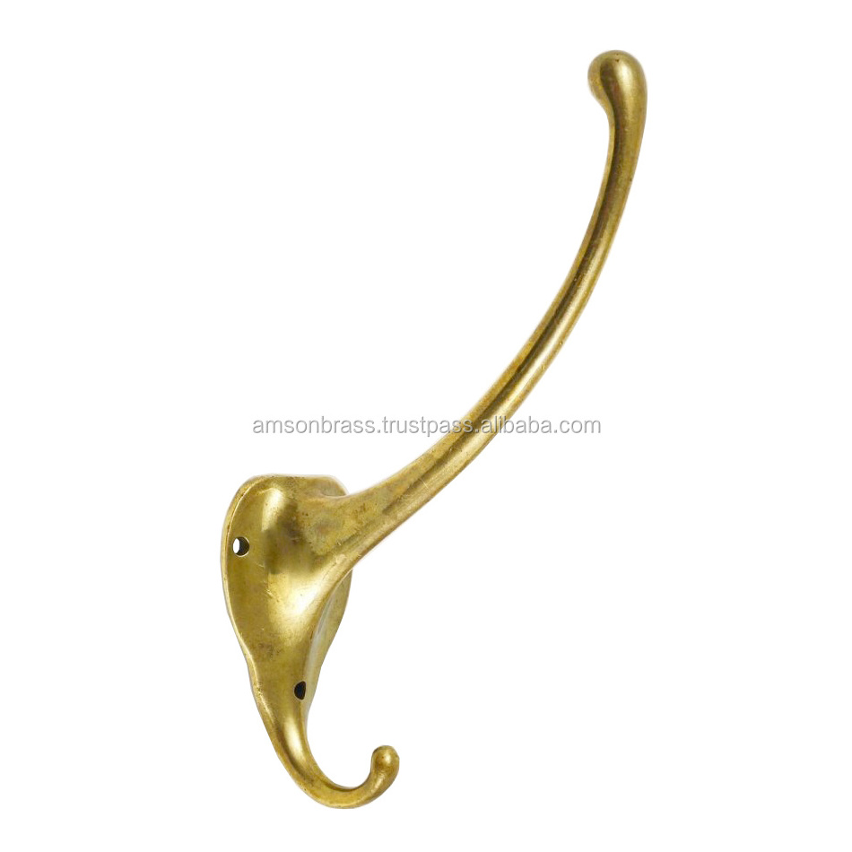 Solid Metal Brass Metal Wall Mounted Coat Hook Handmade Antique Gold Hook Wall Hardware Single Wall Hook At Lowest Price