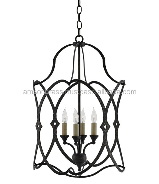 Hotel & Restaurant Decoration Metal Wrought Iron Solid Chandelier Decorative 8 Light Black Chandelier