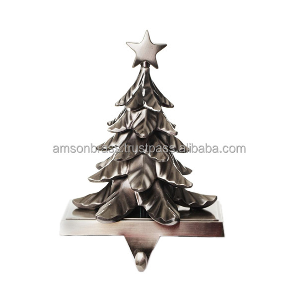 Bronze Finished Custom Design Metal Aluminium Stocking Holder Christmas Wreath Reindeer Stocking Hanger Metal Holder