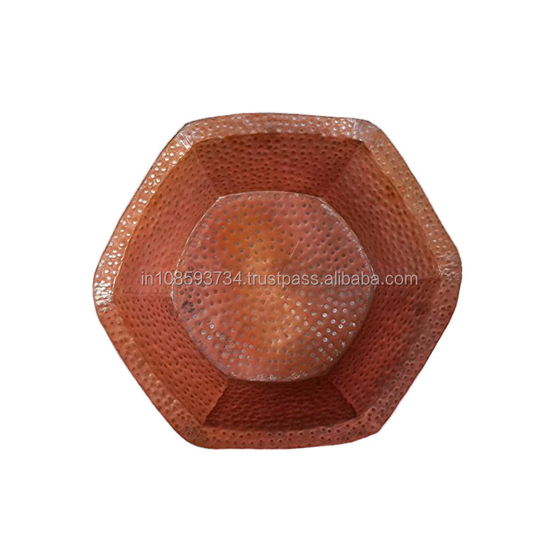 High Quality Metal Hexagon Modern Foot Pedicure Spa Bowl Hammered Copper Spa Bowl