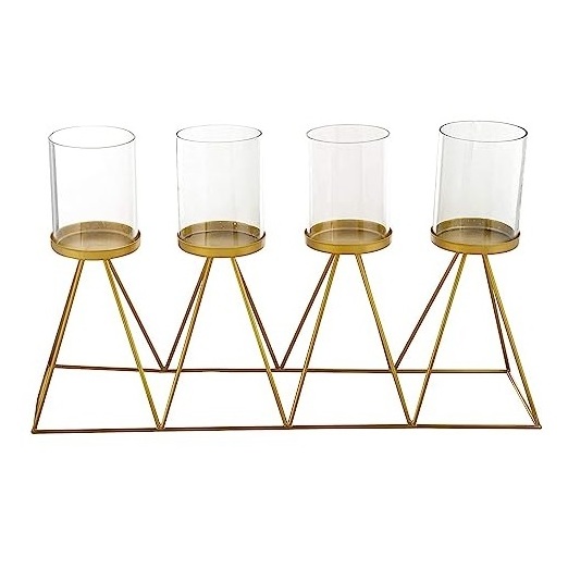 Metal Glass Gold Plated Finishing Glass And Metal Tea Light Candle Holder Hot Selling Living Room Decoration Metal Candle Holder