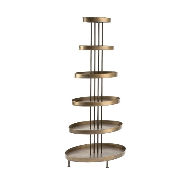 Metal Floor Display Bookcase Tall Metal Display Stand Decorated 5 Tiered Aluminium Hardy Quality Rack with Antique Finished