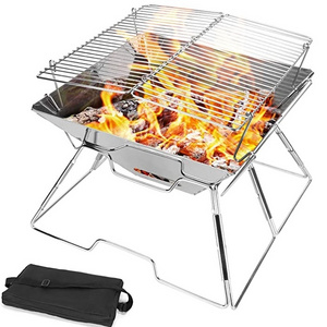 Heavy Duty Portable Camping Grill with Carrying Bag Fire Pit Metal Campfire Grill Camping Fire Pit Stainless Steel Grill Gate